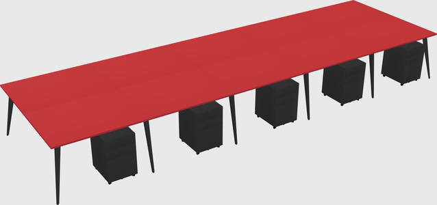 Shared rectangular office desk system