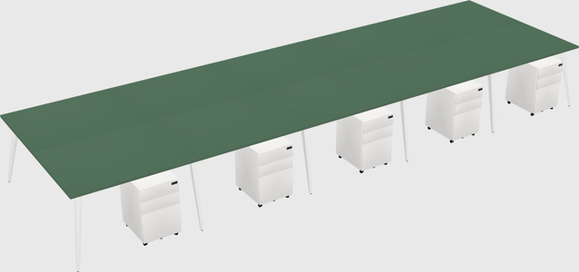 Shared rectangular office desk system