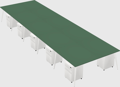 Shared rectangular office desk system