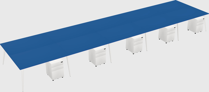 Shared rectangular office desk system