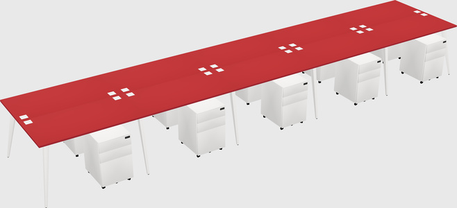 Shared rectangular office desk system