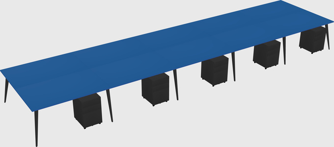 Shared rectangular office desk system