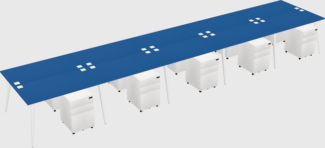 Shared rectangular office desk system
