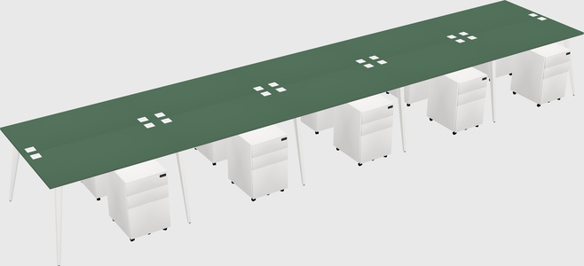 Shared rectangular office desk system