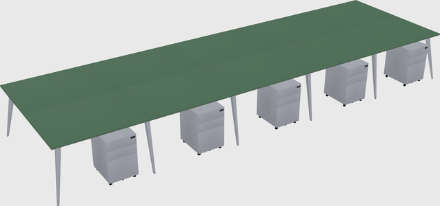 Shared rectangular office desk system