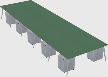 Shared rectangular office desk system