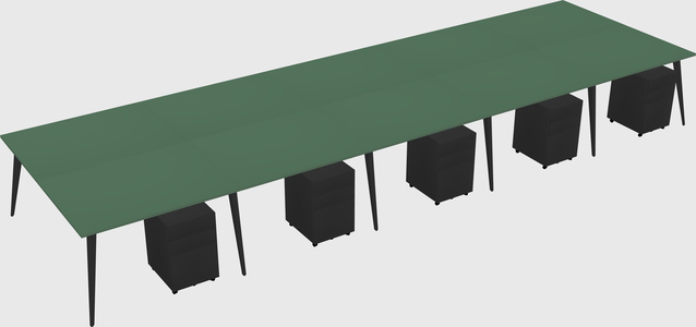 Shared rectangular office desk system