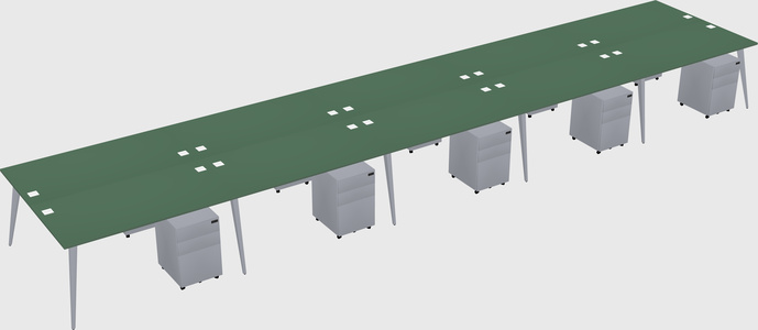 Shared rectangular office desk system
