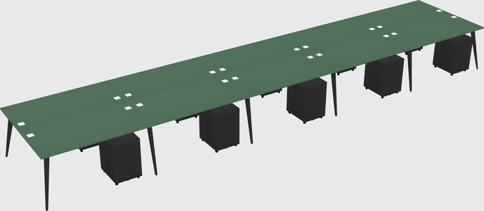 Shared rectangular office desk system