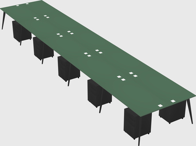 Shared rectangular office desk system