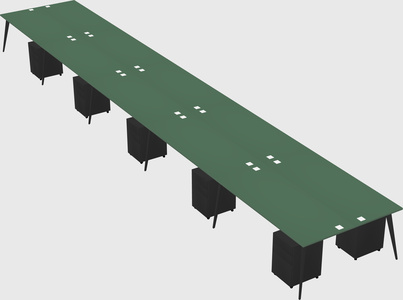 Shared rectangular office desk system