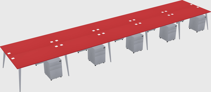 Shared rectangular office desk system