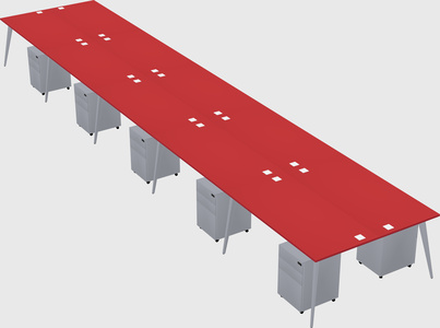 Shared rectangular office desk system