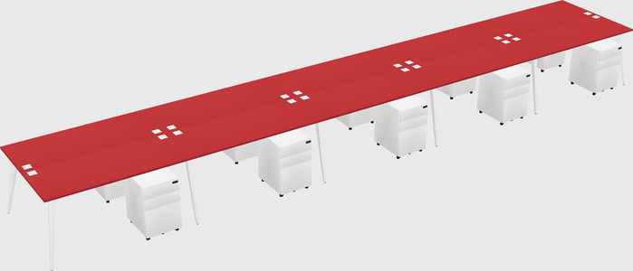 Shared rectangular office desk system