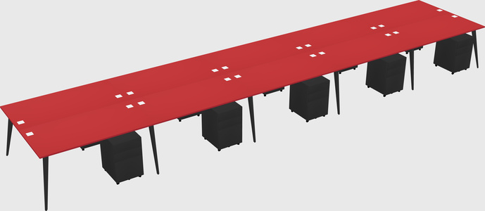 Shared rectangular office desk system