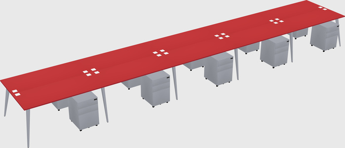 Shared rectangular office desk system