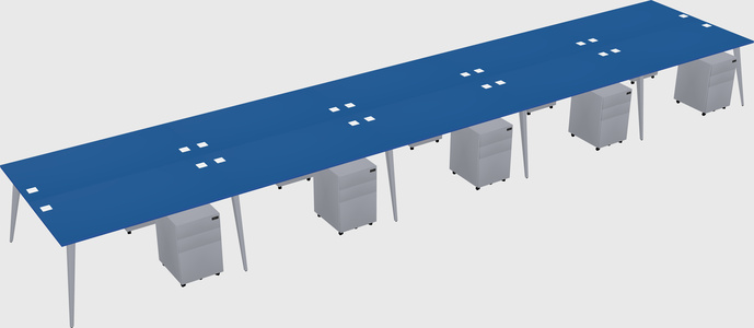 Shared rectangular office desk system