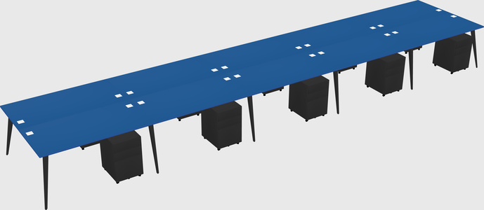 Shared rectangular office desk system