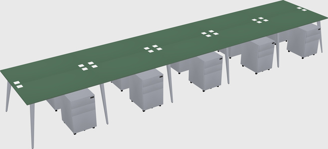 Shared rectangular office desk system