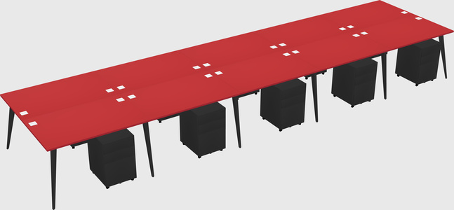 Shared rectangular office desk system