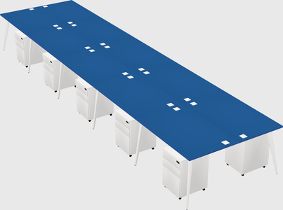Shared rectangular office desk system