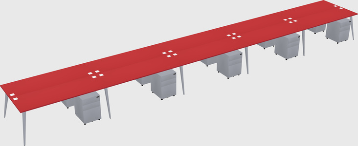 Shared rectangular office desk system