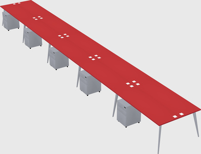 Shared rectangular office desk system