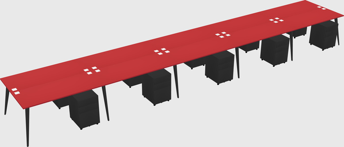 Shared rectangular office desk system