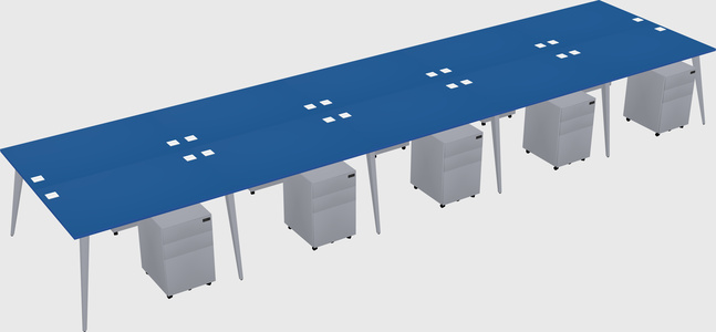 Shared rectangular office desk system