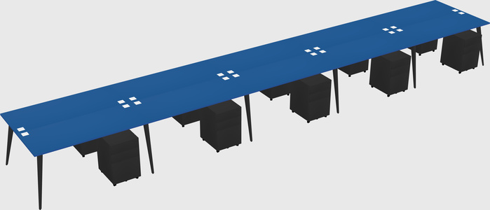 Shared rectangular office desk system