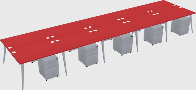 Shared rectangular office desk system
