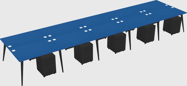 Shared rectangular office desk system
