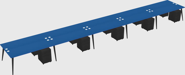 Shared rectangular office desk system