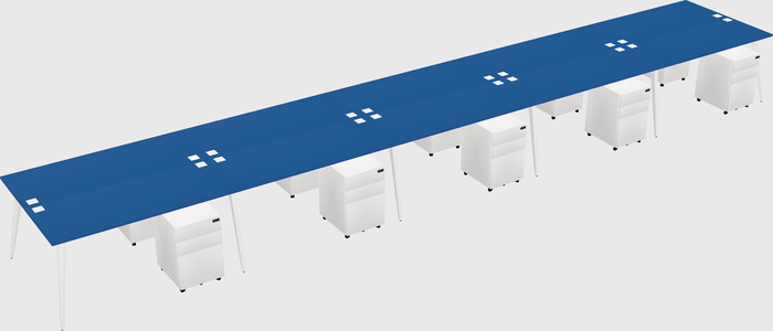 Shared rectangular office desk system