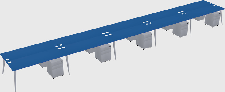 Shared rectangular office desk system