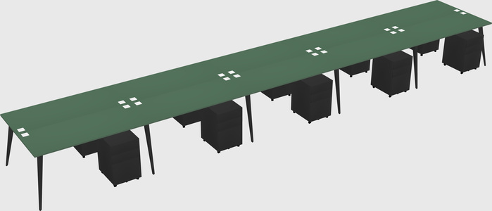 Shared rectangular office desk system
