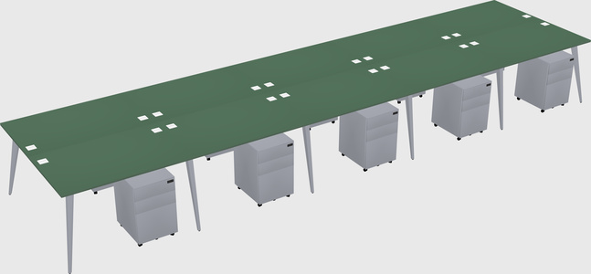 Shared rectangular office desk system