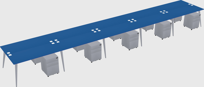 Shared rectangular office desk system