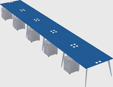 Shared rectangular office desk system