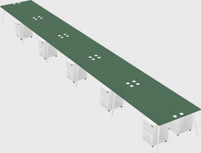 Shared rectangular office desk system