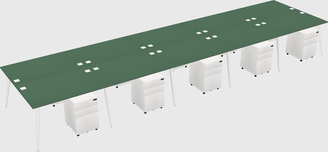 Shared rectangular office desk system