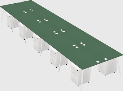 Shared rectangular office desk system