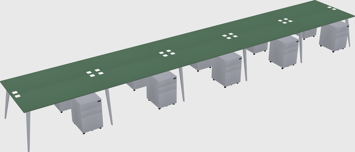 Shared rectangular office desk system