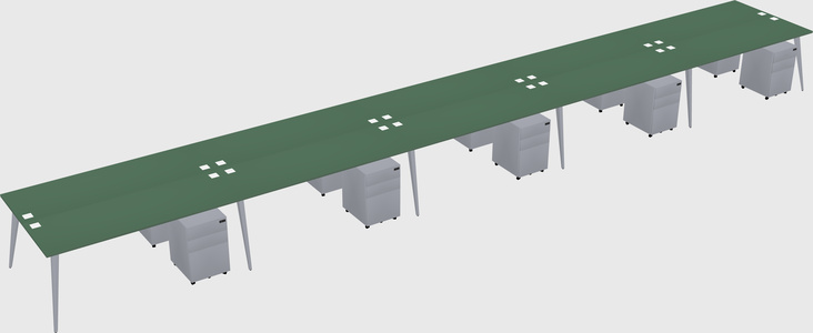 Shared rectangular office desk system