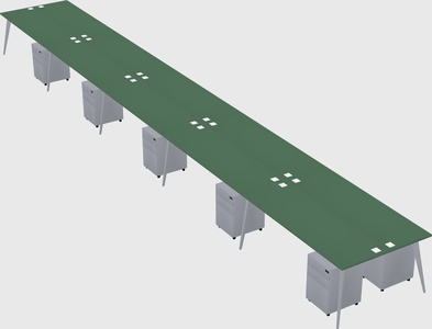 Shared rectangular office desk system