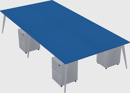 Shared rectangular office desk system