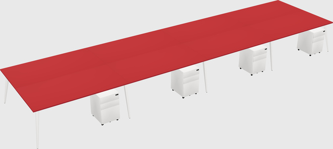Shared rectangular office desk system