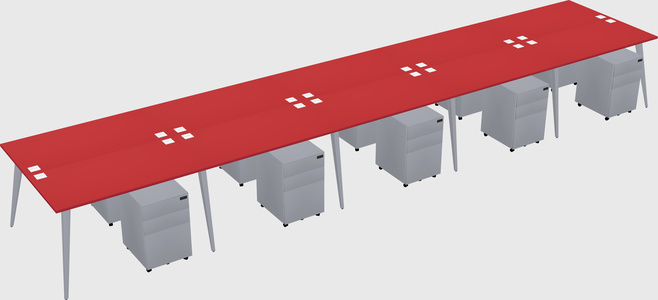 Shared rectangular office desk system