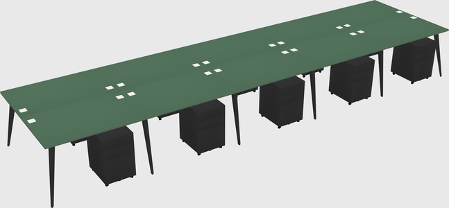 Shared rectangular office desk system