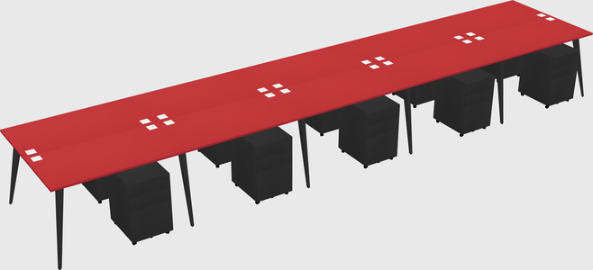 Shared rectangular office desk system
